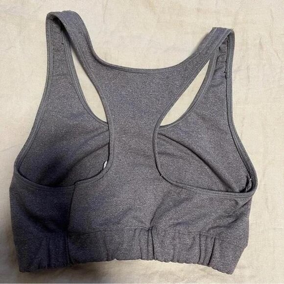 Nike Sports Bra Gray White Logo Racer Back Pull On Size Small Good Condition - Picture 4 of 4